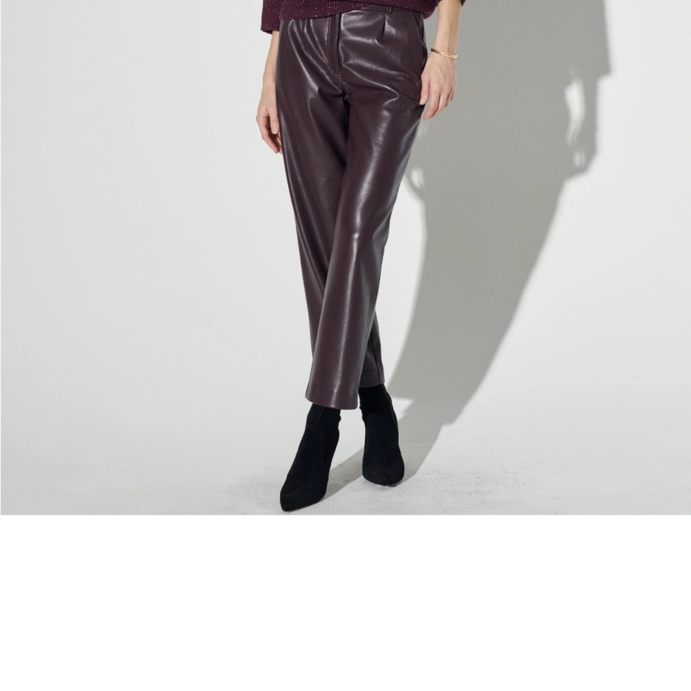 The Reset Ankle Burgundy Vegan Leather Pants